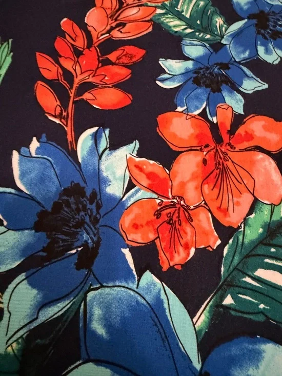 Tommy Bahama Navy Tropical Floral Stretch Shift Dress. Size Medium - Picture 10 of 10